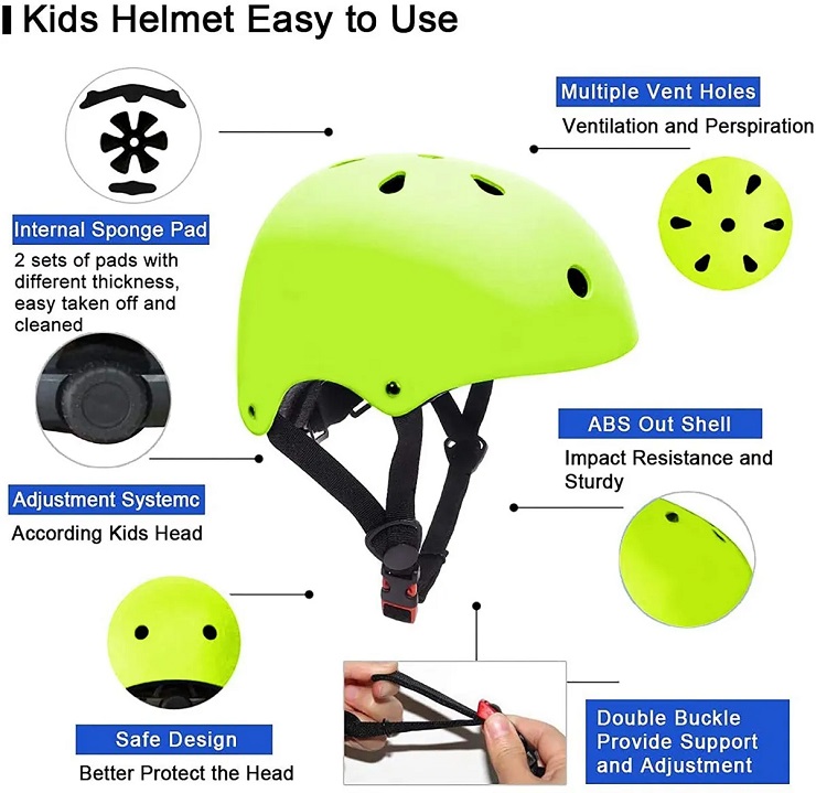 Casco De Bicicleta Para Niños 3  a 8 Años Verde