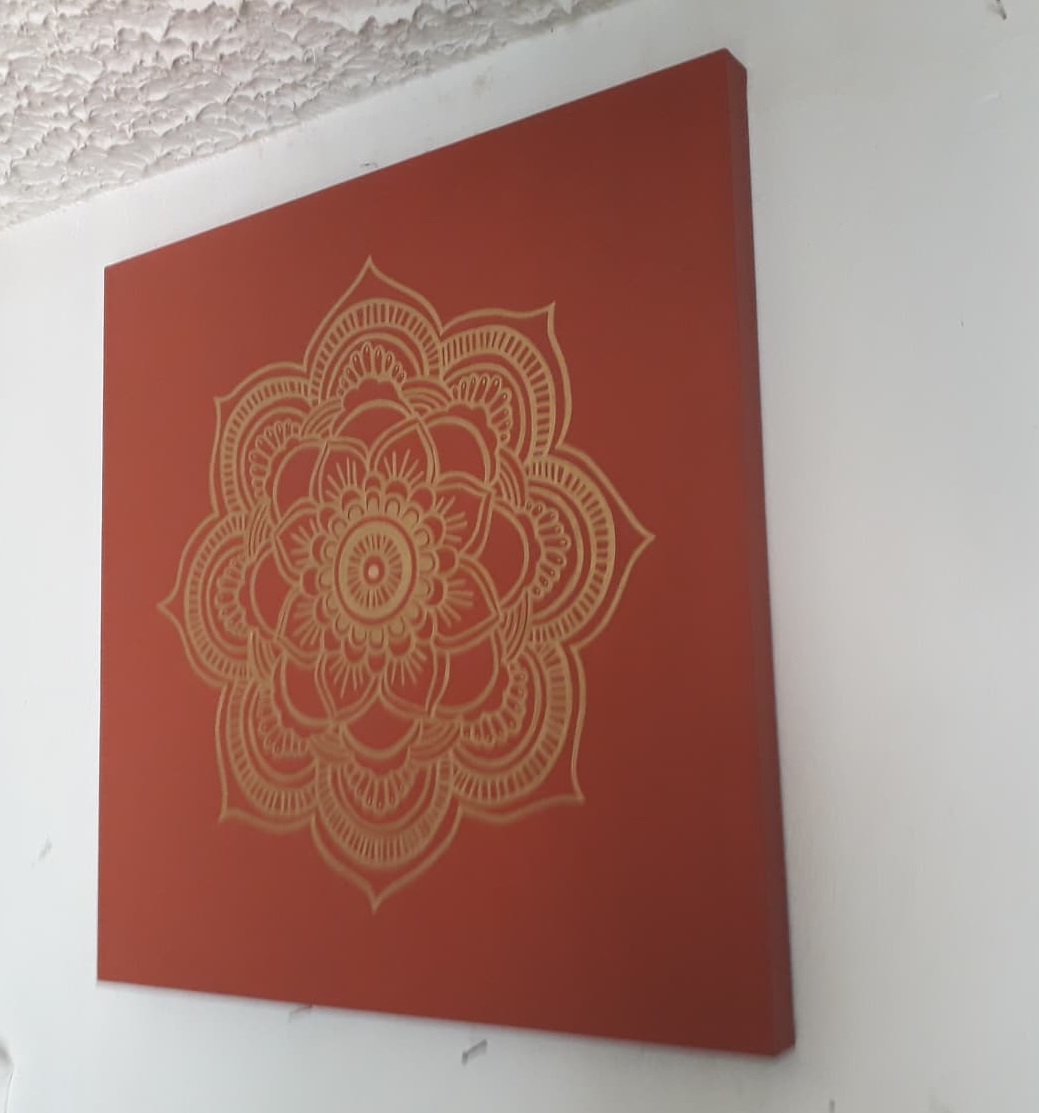 Cuadro decorativo pintado a mano Galería Oneris  MANDALA HINDU 70x70
