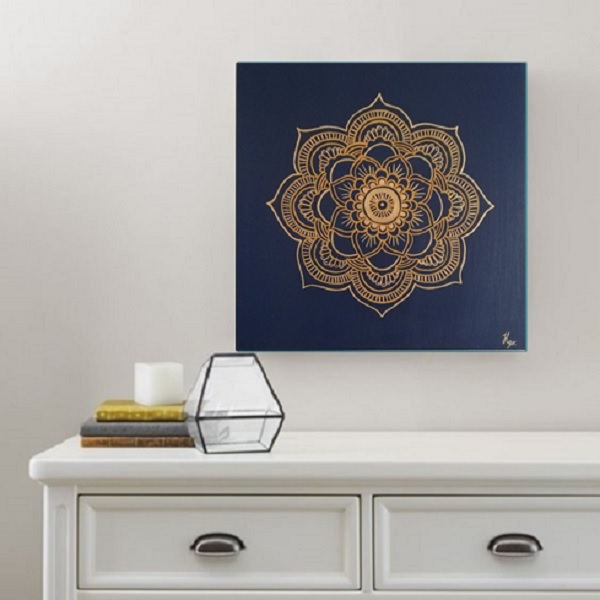 Cuadro decorativo pintado a mano Galería Oneris  MANDALA HINDU 70x70