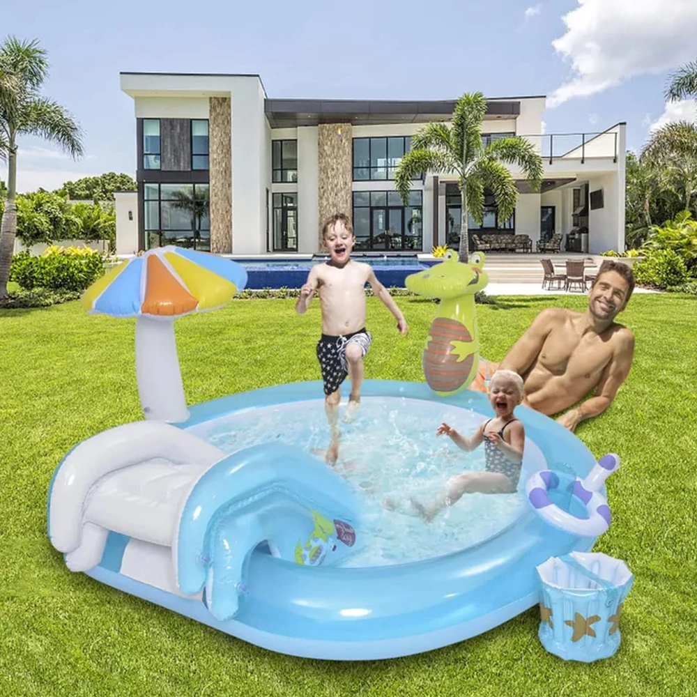 PISCINA INFLABLE CON TOBOGAN DE AGUA PARA NIÑOS ACUATICO