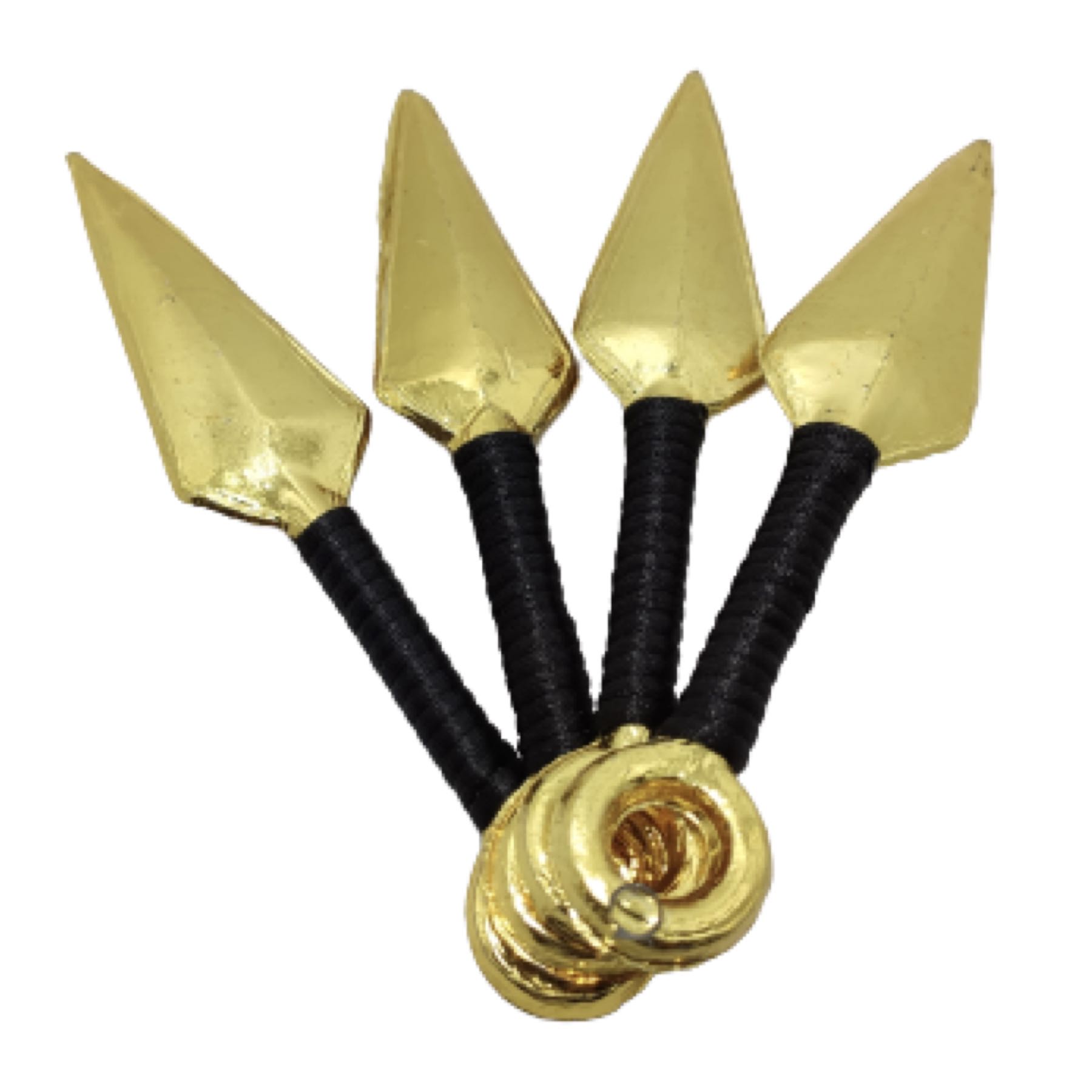 Set 4 Kunais de Plástico Cromado Dorado Juguete Cosplay Naruto Itachi Sasuke Kakashi Pain Minato Konoha Tobi Madara Ninja