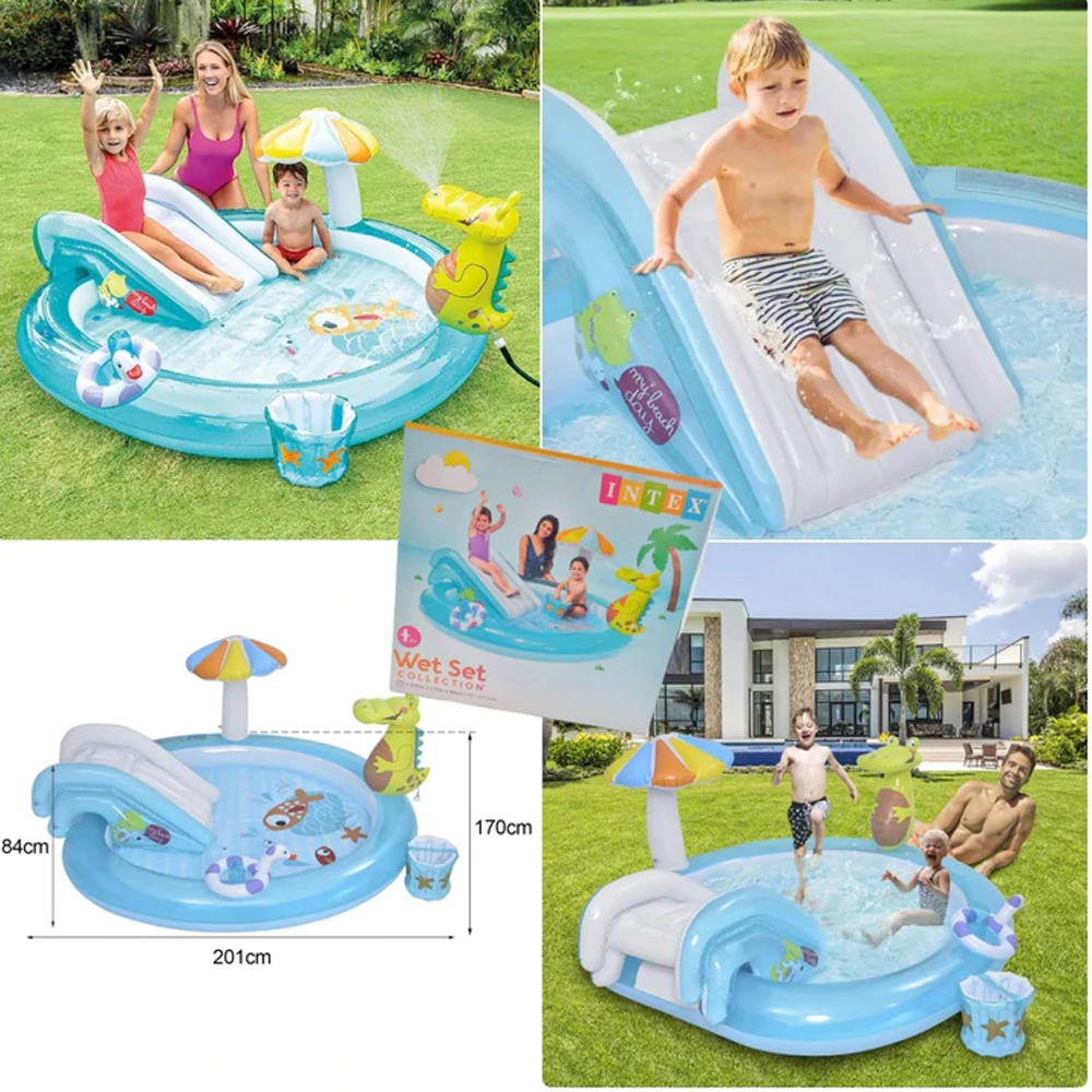 PISCINA INFLABLE CON TOBOGAN DE AGUA PARA NIÑOS ACUATICO