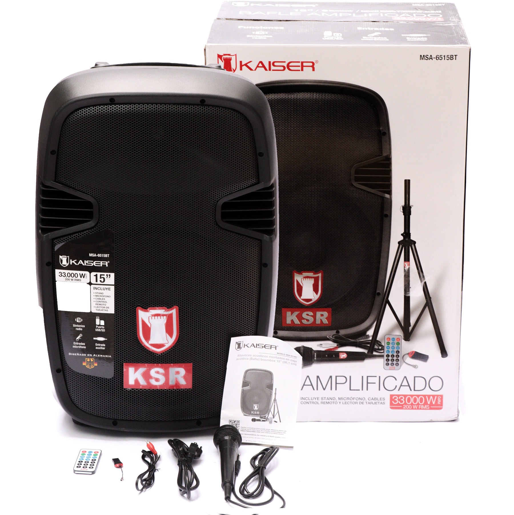 Bafle Profesional Kaiser Msa-6515bt / 15 Pulgadas Con Tripie INCLUIDO