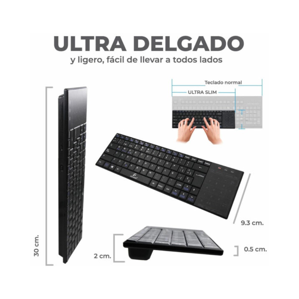 Mini Teclado Inalámbrico Touchpad Ele-Gate TC13 Color Negro