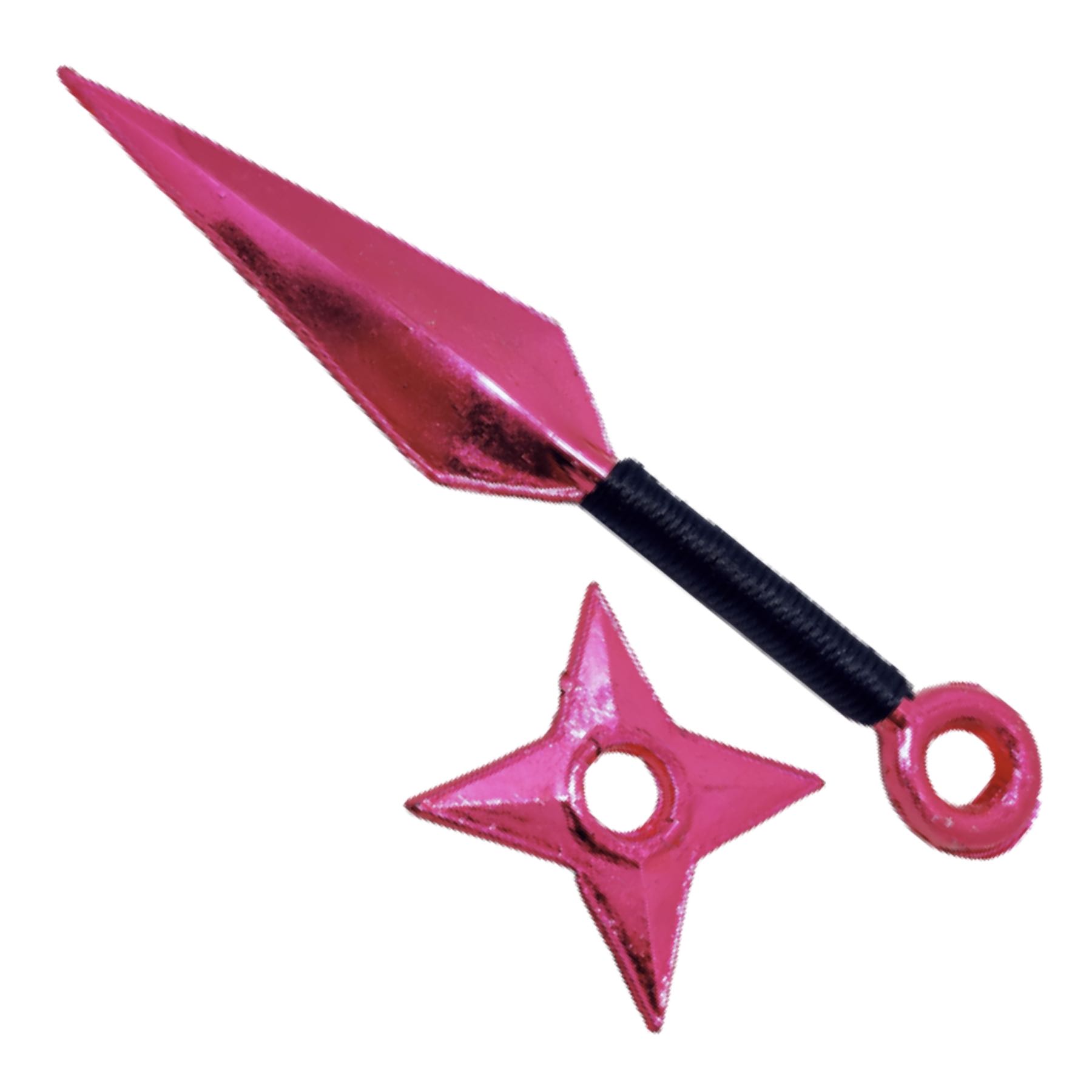 Set Kunai y Shuriken de Plástico Cromado Rojo Juguete Cosplay Naruto Itachi Sasuke Kakashi Pain Minato Konoha Tobi Madara Ninja