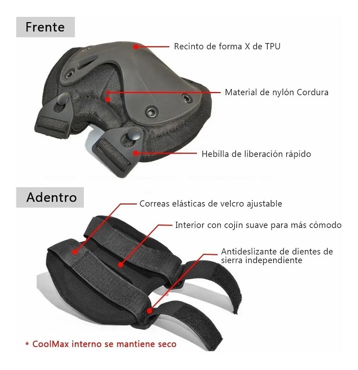 Rodillera Y Codera Táctica Militar Para Bicicleta