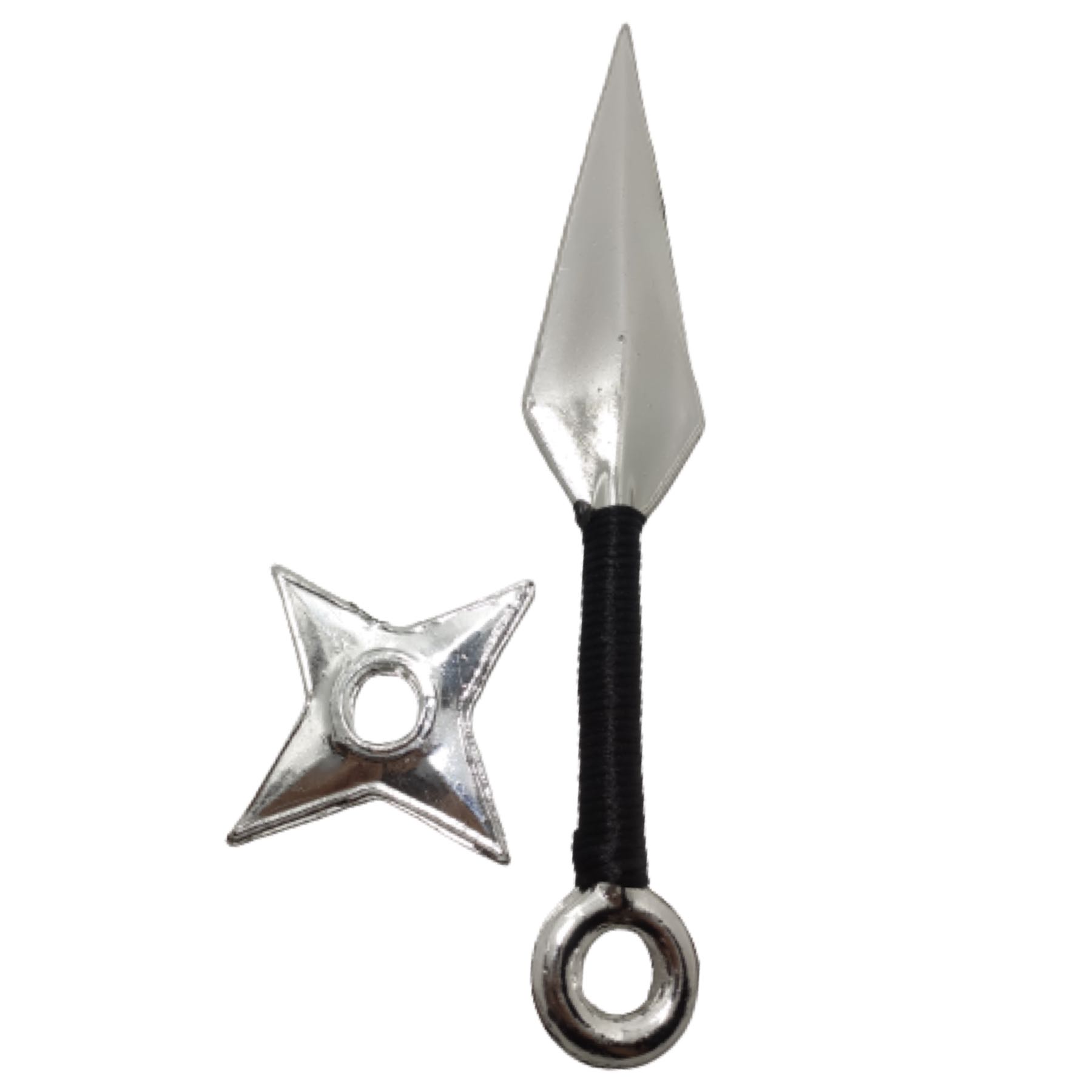 Set Kunai y Shuriken de Plástico Cromado Plateado Juguete Cosplay Naruto Itachi Sasuke Kakashi Pain Minato Konoha Tobi Madara Ninja
