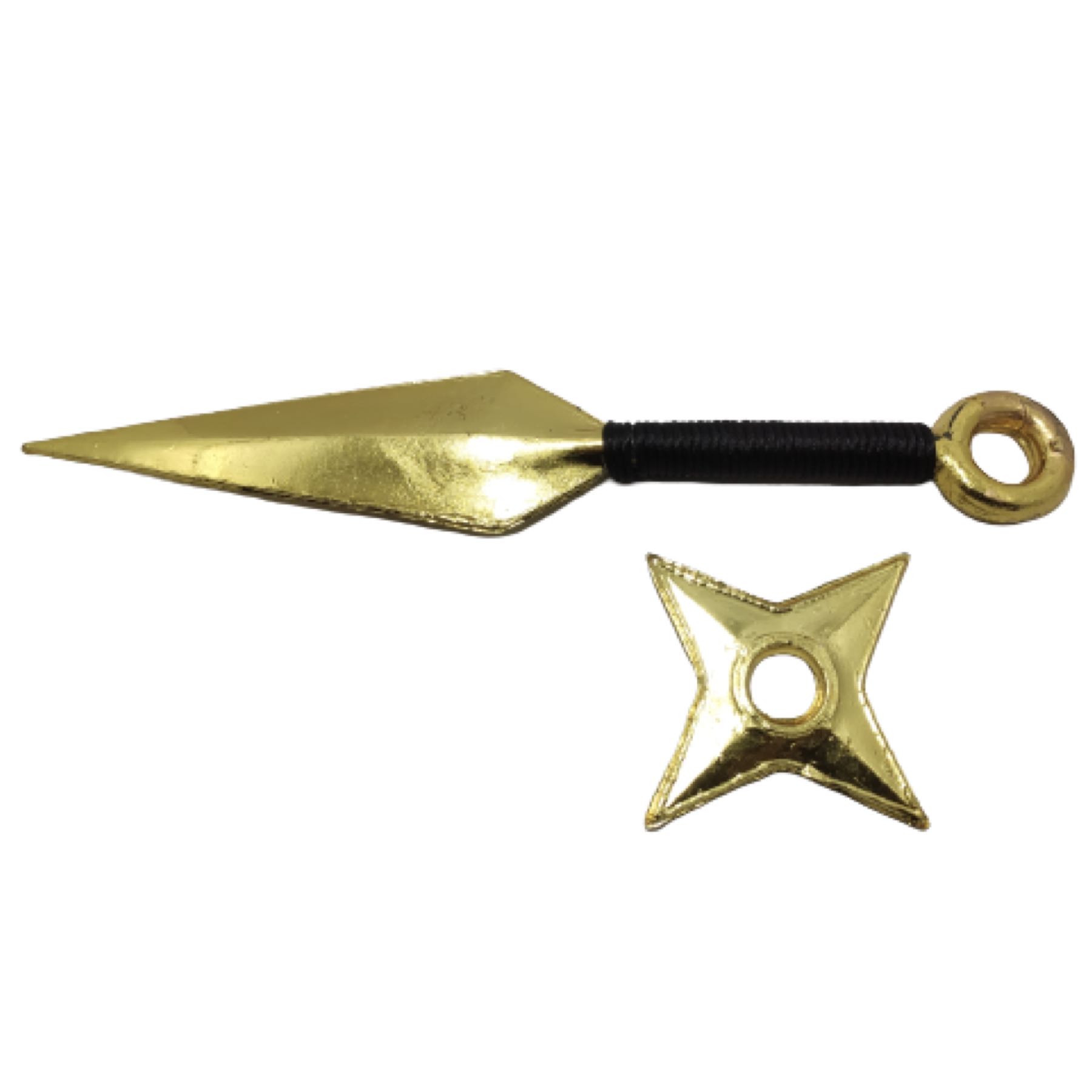 Set Kunai y Shuriken de Plástico Cromado Dorado Juguete Cosplay Naruto Itachi Sasuke Kakashi Pain Minato Konoha Tobi Madara Ninja