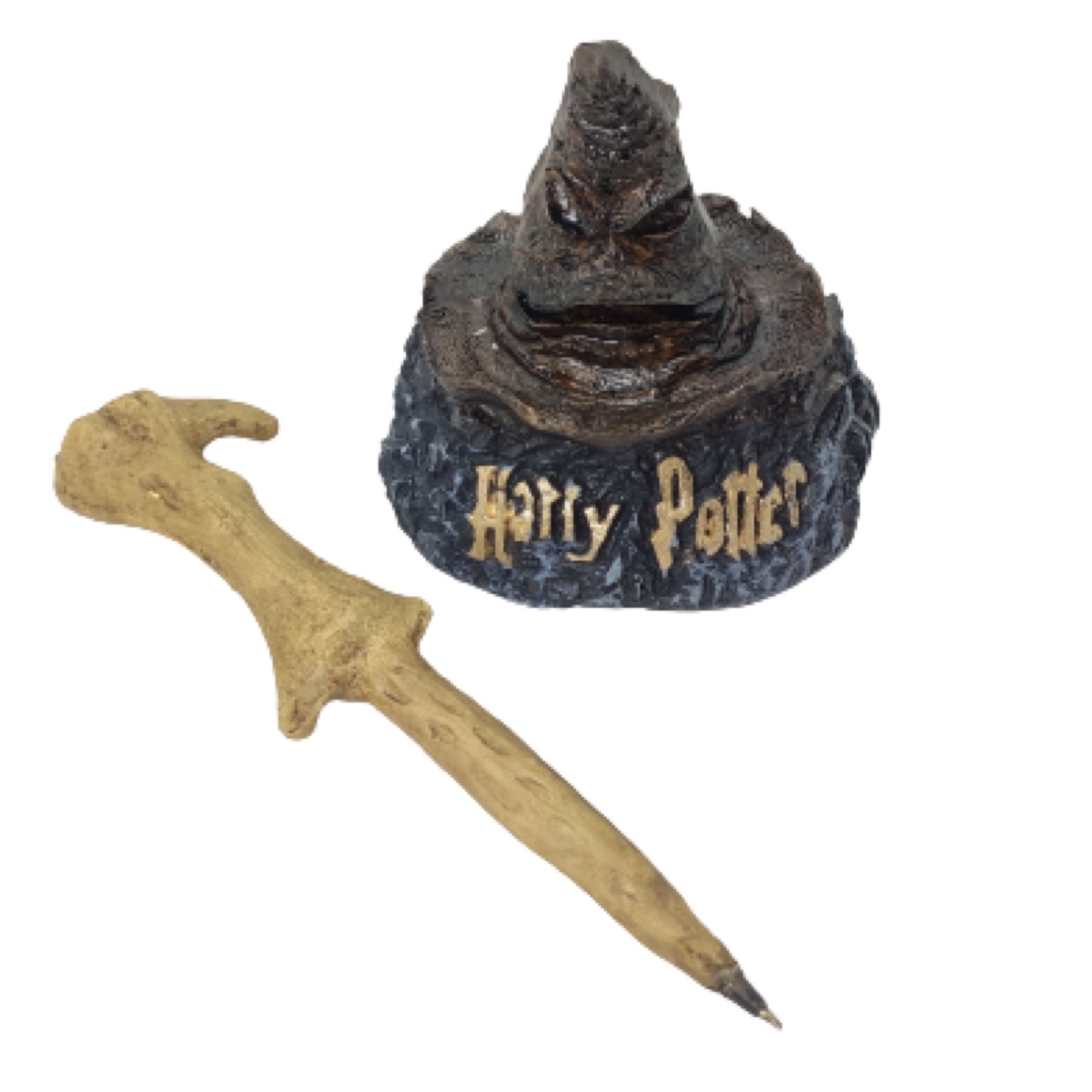 Harry Potter Pluma Varita + Base Sombrero Seleccionador Slytherin Tom Sorvolo Ryddle Lord Voldemort