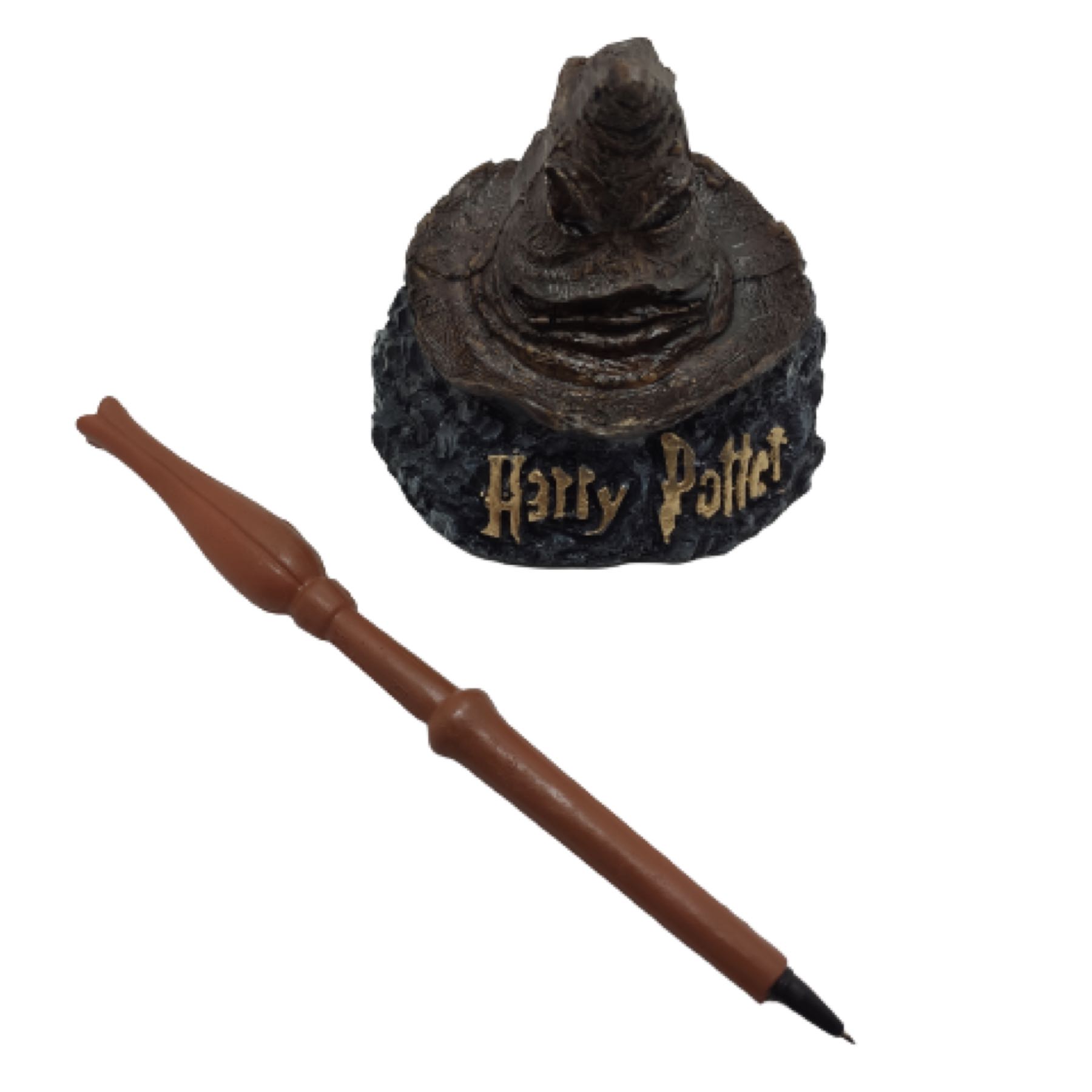 Harry Potter Pluma Varita + Base Sombrero Seleccionador Ravenclaw Luna Lovegood