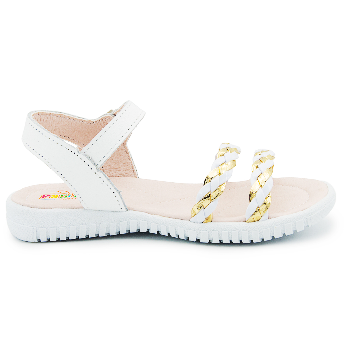 Huarache Niña Moda Pasitos Enanos Color Blanco/Oro Piel 11-21