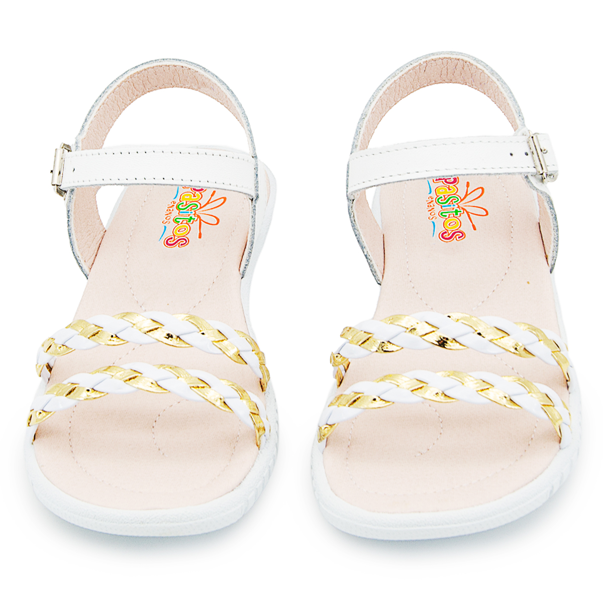 Huarache Niña Moda Pasitos Enanos Color Blanco/Oro Piel 11-21