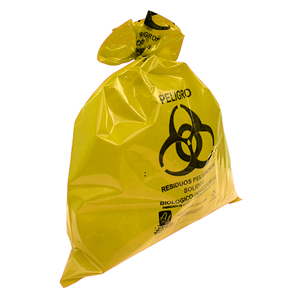 Bolsas plástico Amarillas para Residuos biológicos infecciosos y símbolo rpbi A1 LAM 30 200 paquete con 100 piezas medidas 30x40 color amarillo 