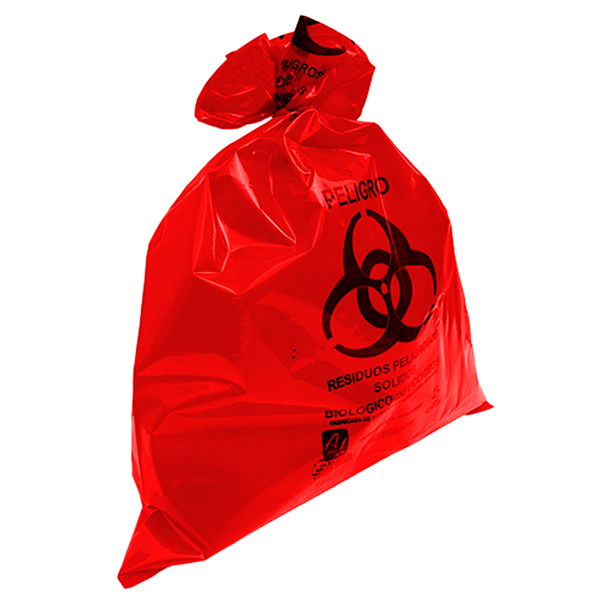 Bolsas de plástico rojas recolectoras de para residuos biológicos infecciosos RPBI y cubrebocas A1 LRO 30 200 paquete con 100 piezas medidas 30x40 en color rojo
