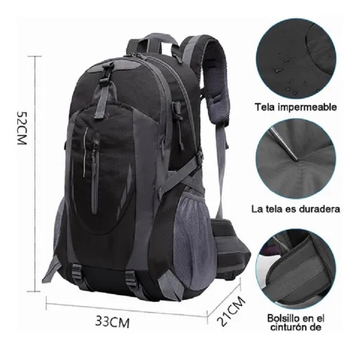 Mochila De Deporte Al Aire Bolso Para Alpinismo Impermeable Negra 