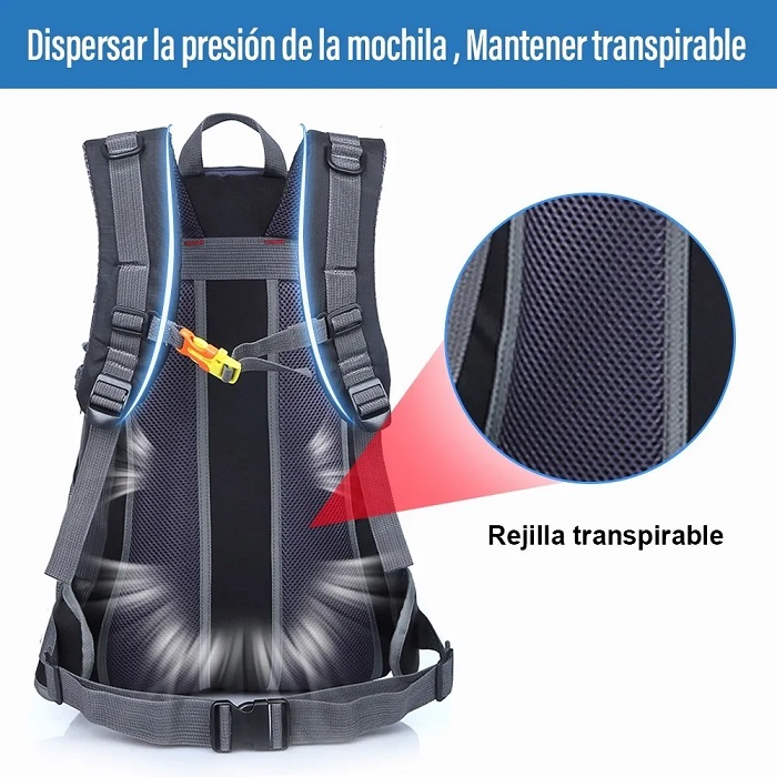 Mochila De Deporte Al Aire Bolso Para Alpinismo Impermeable Negra 