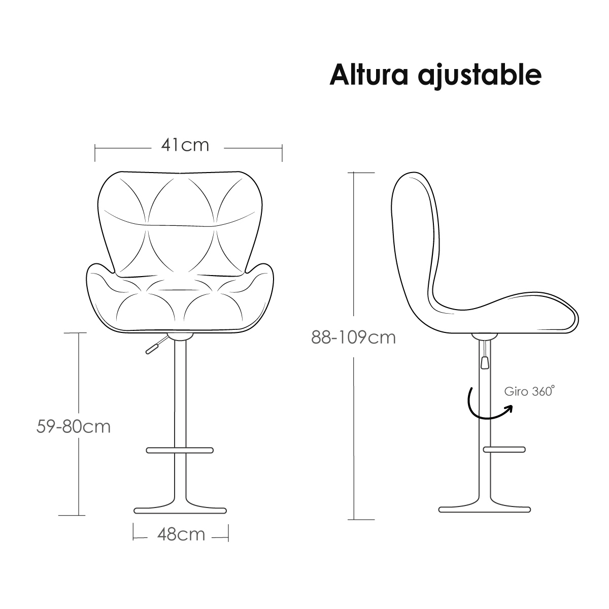 2 Sillas plegables acolchadas con taburete ilios innova Café