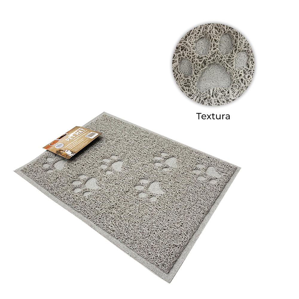 Tapete Antiderrapante Multiusos Para Mascotas Gris Diseño Huellitas Alfombra Entrenadora Pet