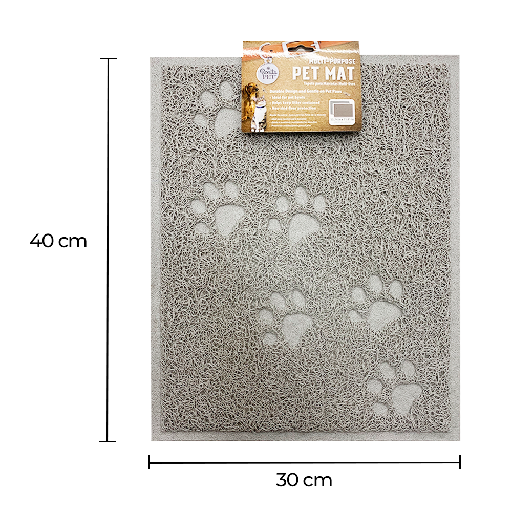 Tapete Antiderrapante Multiusos Para Mascotas Gris Diseño Huellitas Alfombra Entrenadora Pet