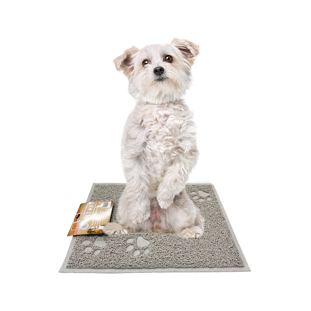 Tapete Antiderrapante Multiusos Para Mascotas Gris Diseño Huellitas Alfombra Entrenadora Pet