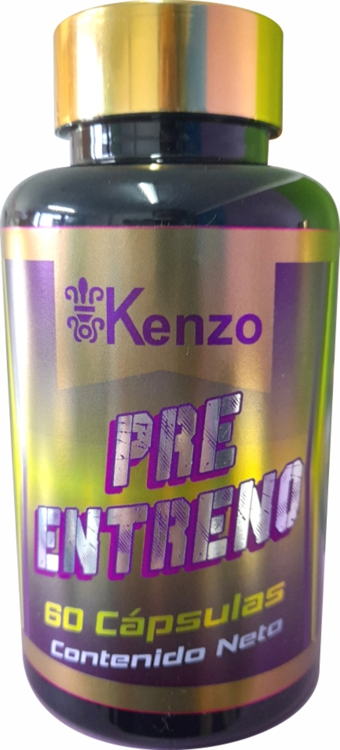 KENZO | Pre Entreno 60 capsulas | Aumenta tu nivel de energía antes del entrenamiento con Guarana, Cafeína, L- Carnitina, Té Verde