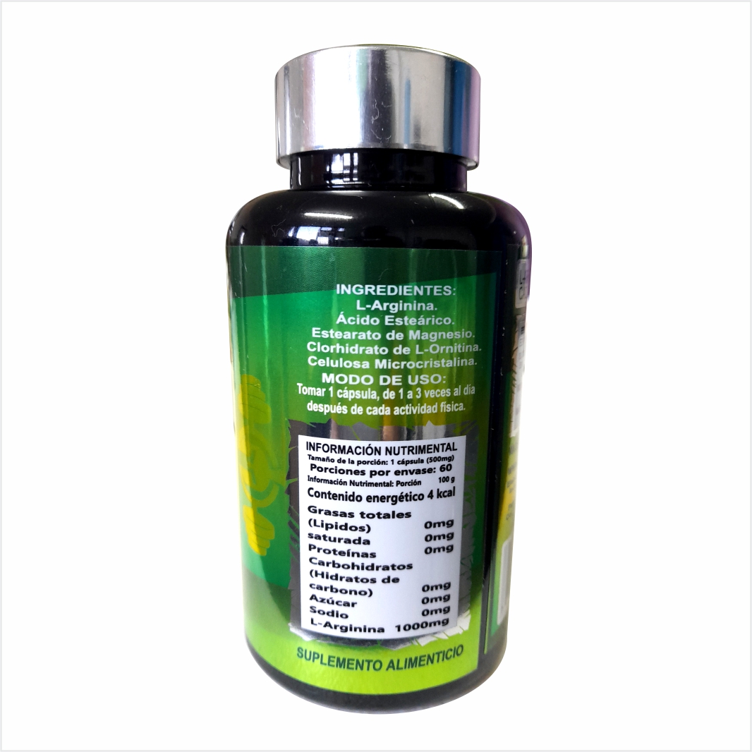L - Arginina 60 capsulas 1000mg | Kenzo | Aminoácido | Ayuda a mejorar la circulación