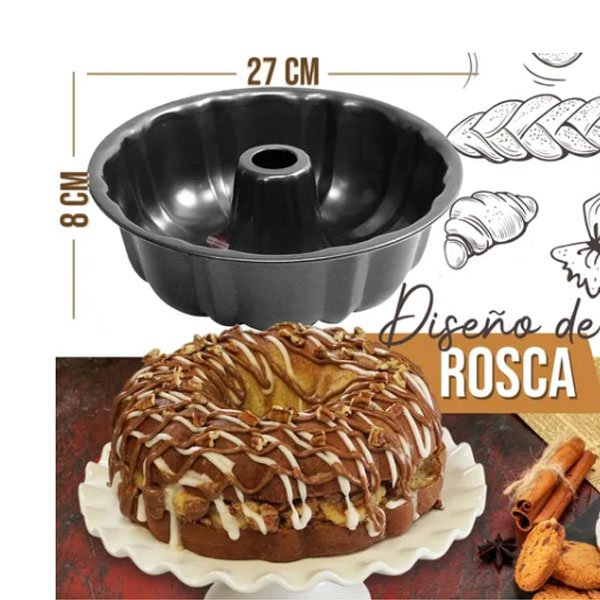 Molde Rosca Panque Pan Antiadherente Acero Inoxidable Horno