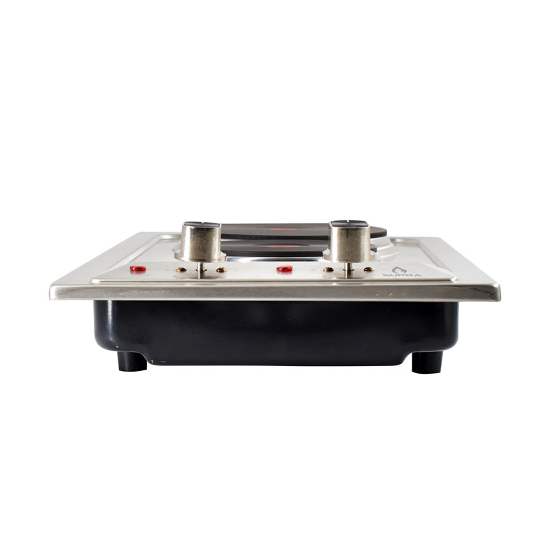 Parrilla eléctrica de empotre con 2 quemadores SUPRA en acero inoxidable 2P-TRAMONTO
