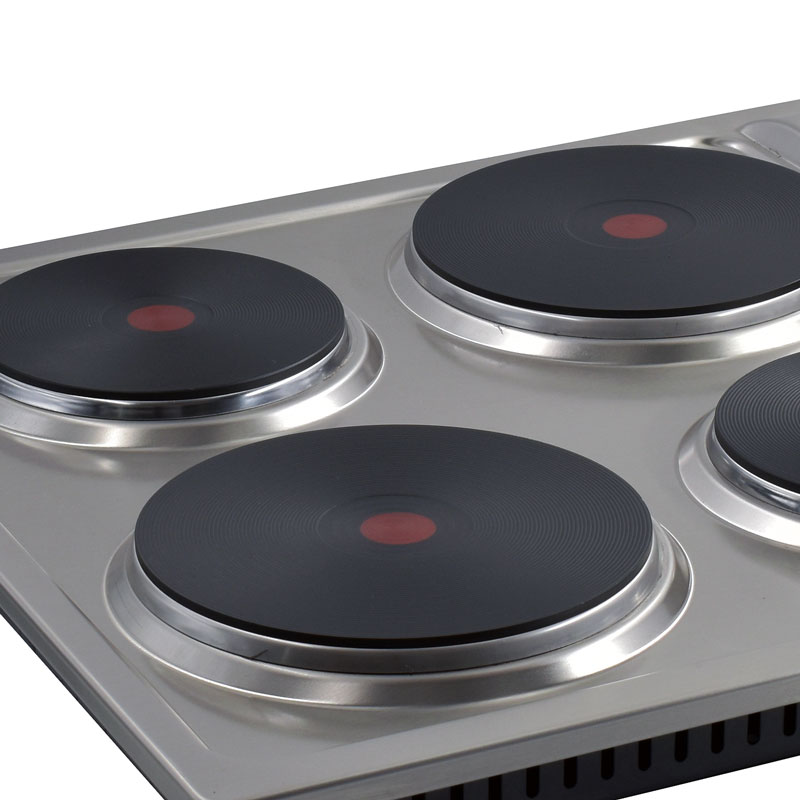 Parrilla eléctrica de empotre con 4 quemadores SUPRA en acero inoxidable 4P-TRAMONTO