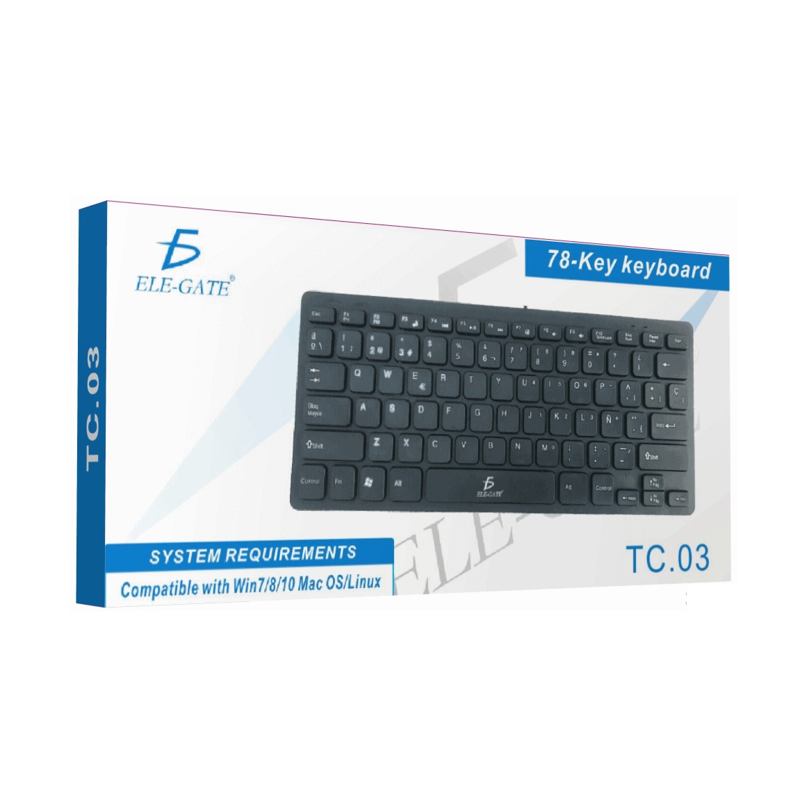 Mini Teclado Alámbrico Ele-Gate TC03 Color Negro