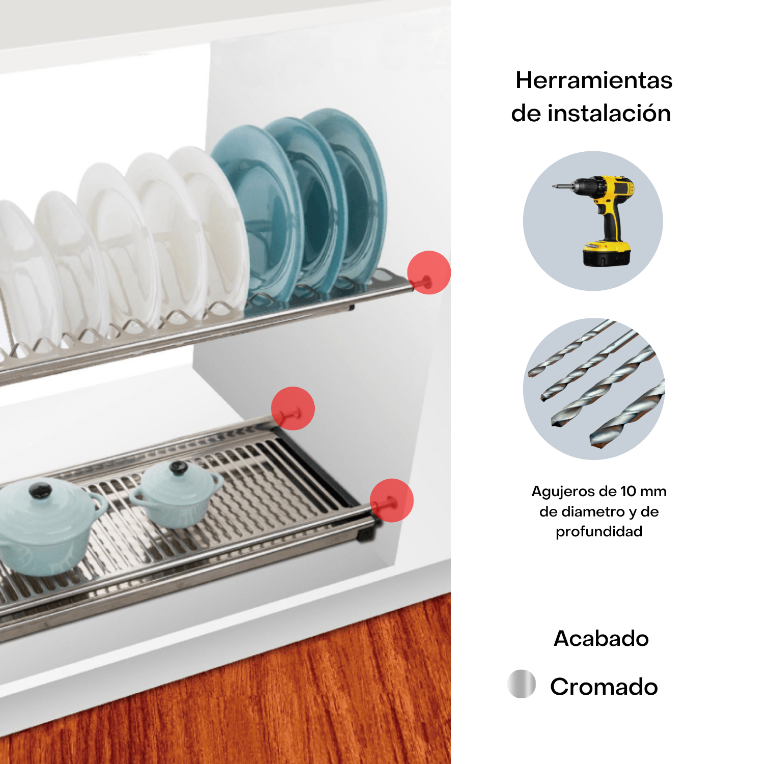 Escurridor De Trastes 2 niveles Acero Inoxidable