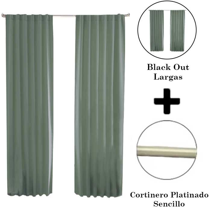 Set De Cortinas Para Sala | Cortinas Blackout Verdes + Cortinero