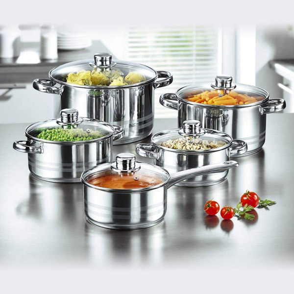 Batería de Cocina Yajad Hogar 10 Piezas de Acero Inoxidable Plata