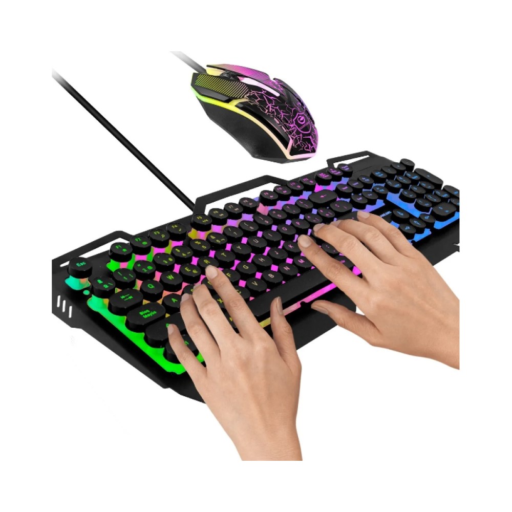Kit Teclado Y Mouse Gamer Chen J32 Color Negro Con Luz Led Rgb