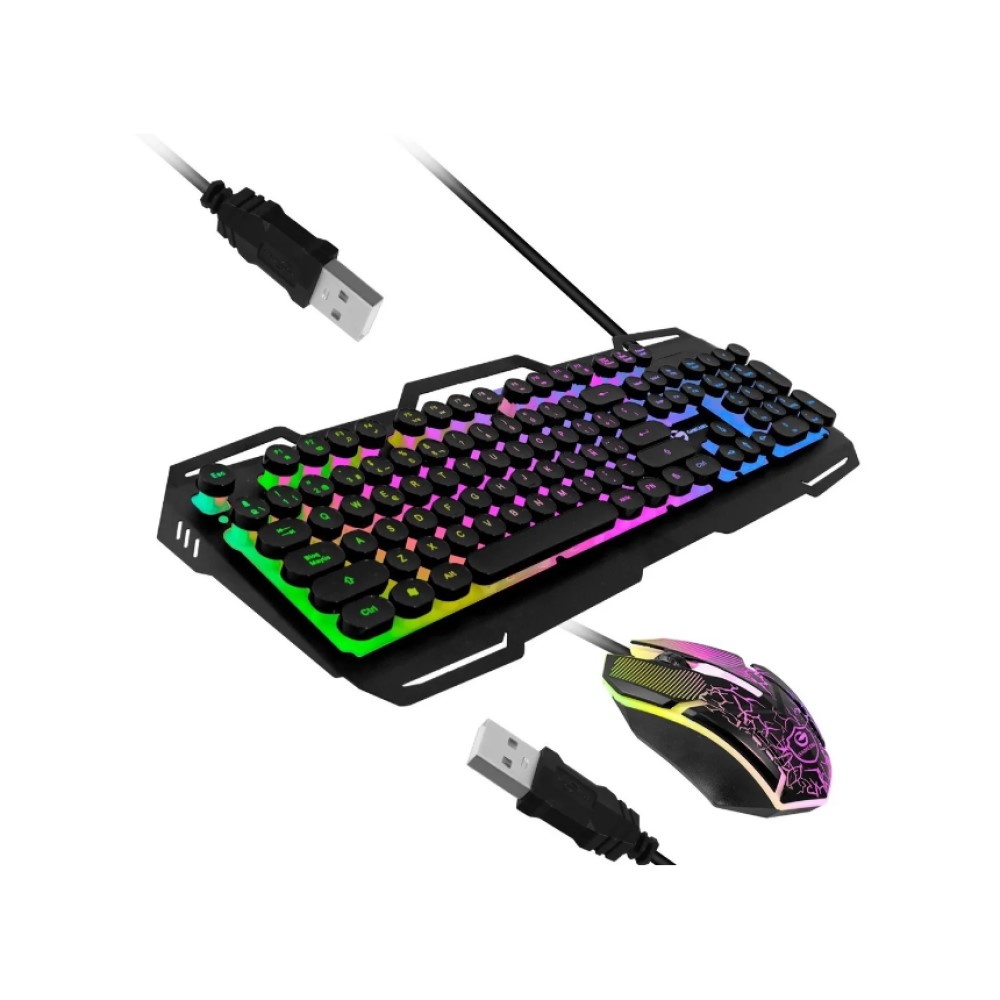 Kit Teclado Y Mouse Gamer Chen J32 Color Negro Con Luz Led Rgb