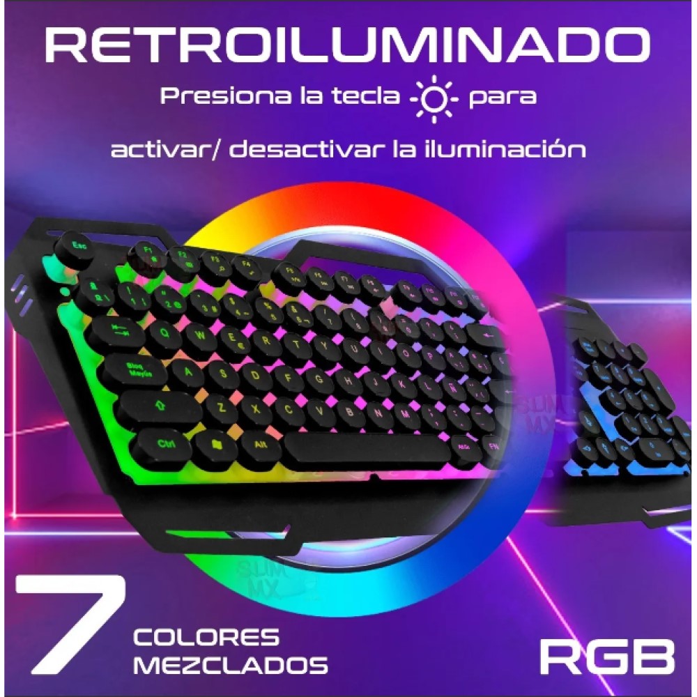 Kit Teclado Y Mouse Gamer Chen J32 Color Negro Con Luz Led Rgb