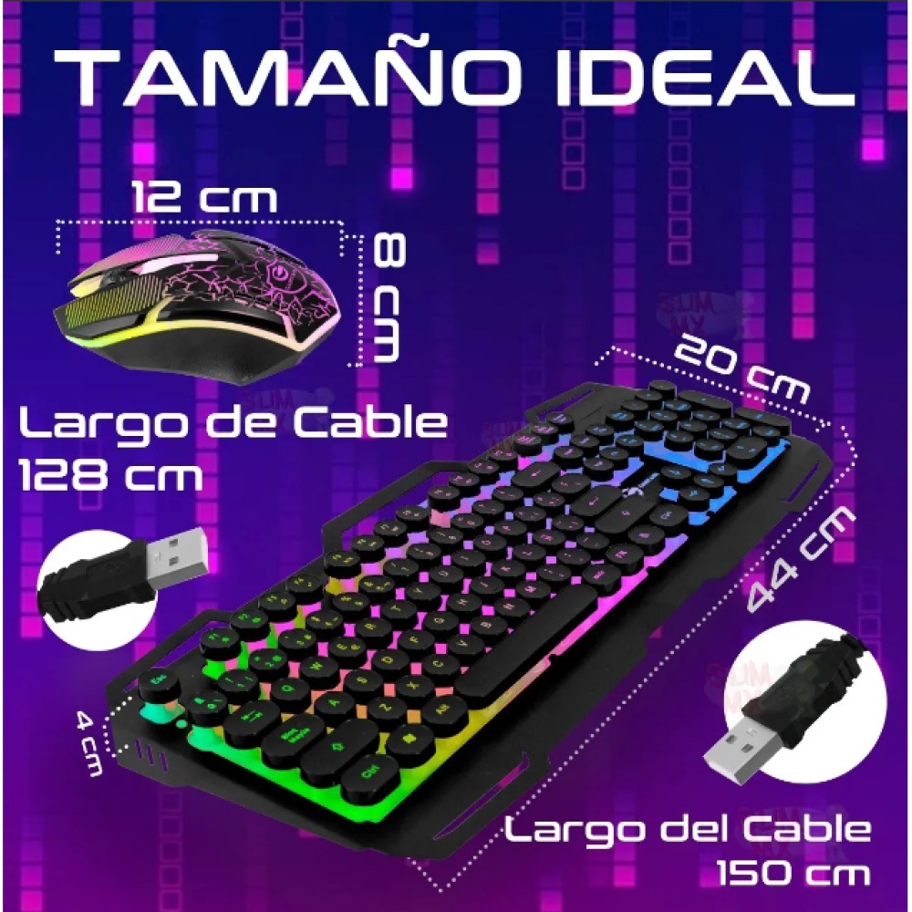 Kit Teclado Y Mouse Gamer Chen J32 Color Negro Con Luz Led Rgb
