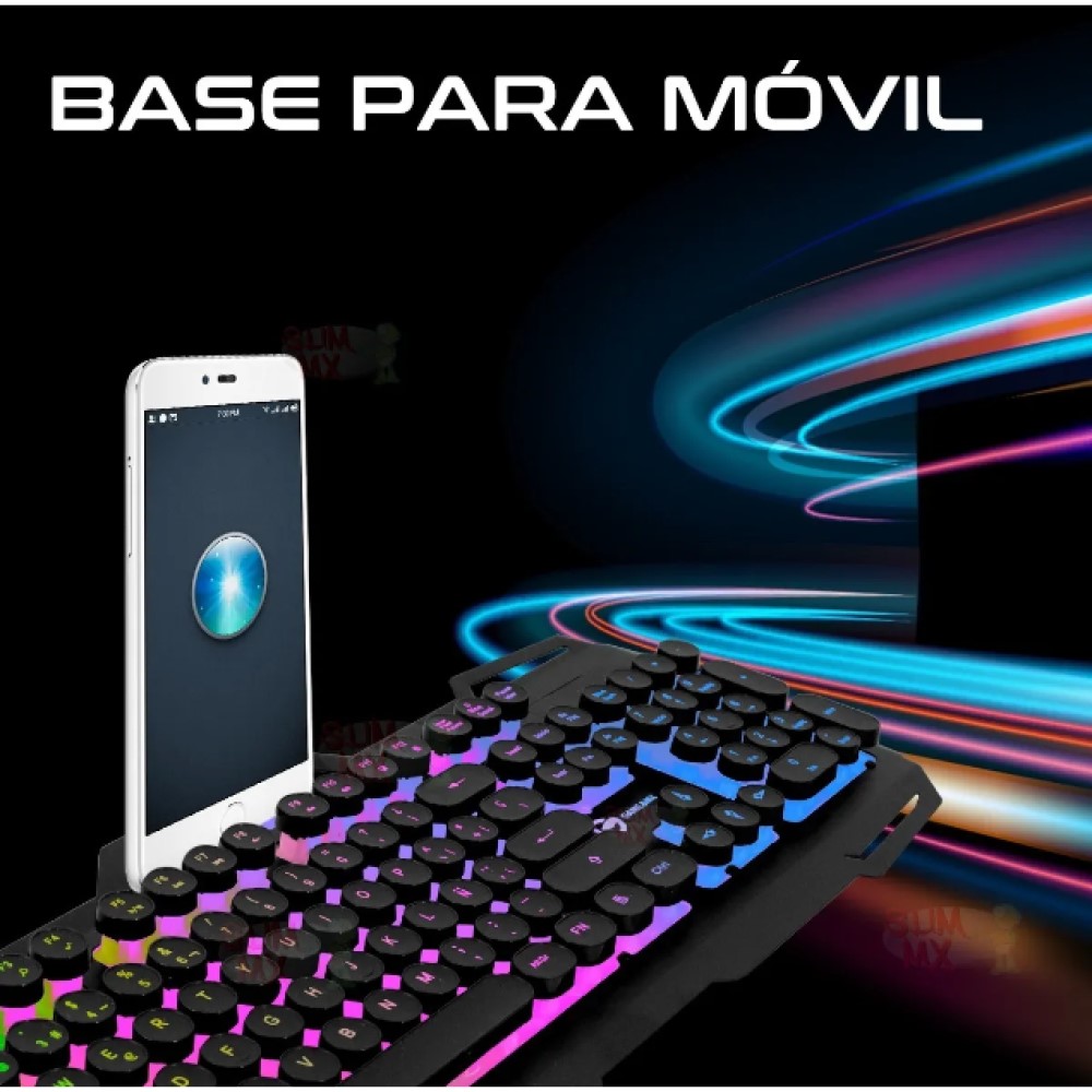 Kit Teclado Y Mouse Gamer Chen J32 Color Negro Con Luz Led Rgb