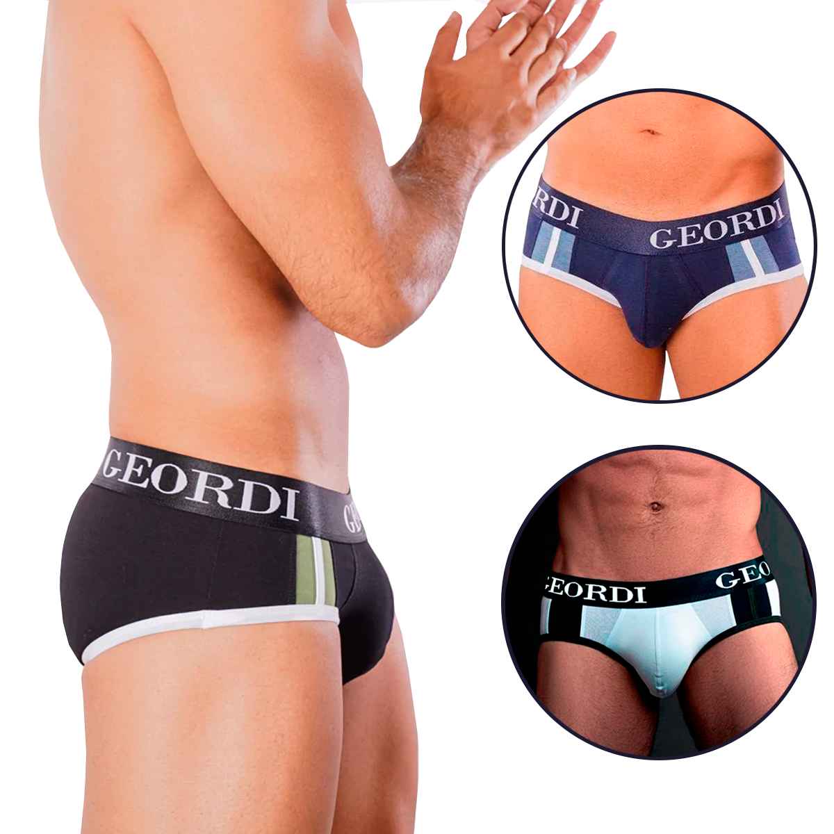 Calzoncillos Tipo Brief Para Hombre, Pack de Trusas Tipo Brief Para Hombres, Set de 3 Piezas Calzoncillos Trusa Brief, Tripack de Boxer Tipo Brief Negro, Azul y Blanco