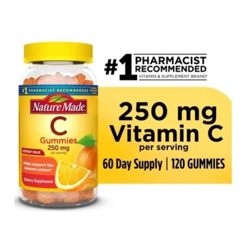 Vitamina C Adultos 250mg 120 Gomitas Apoya Sistema Inmunidad