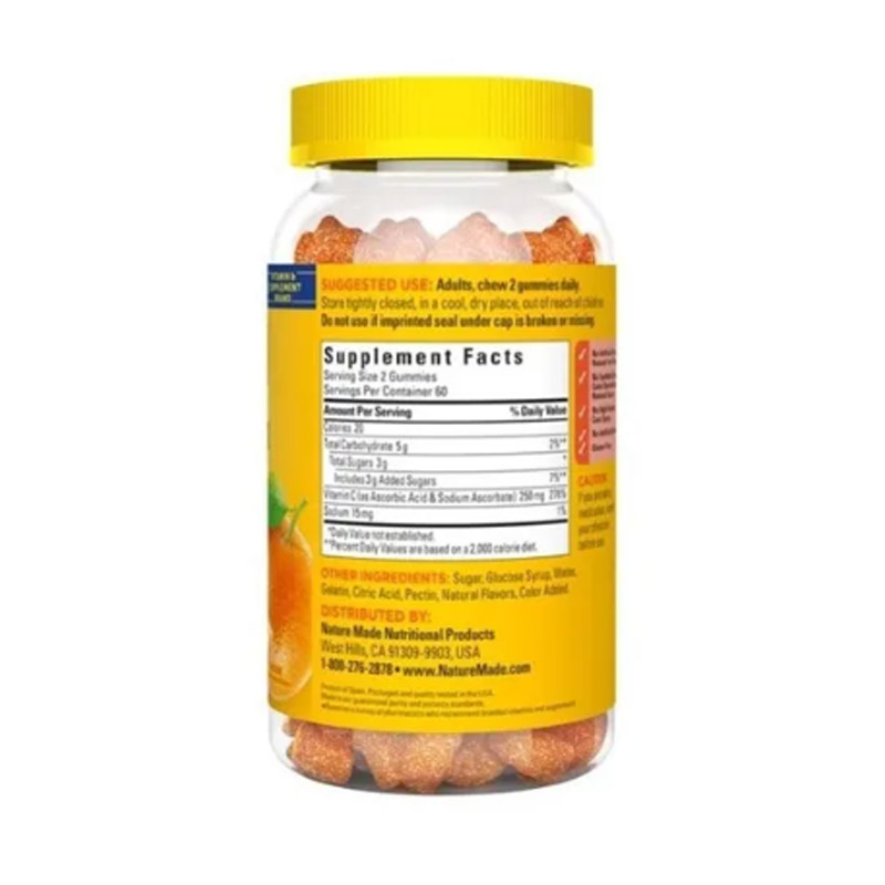 Vitamina C Adultos 250mg 120 Gomitas Apoya Sistema Inmunidad