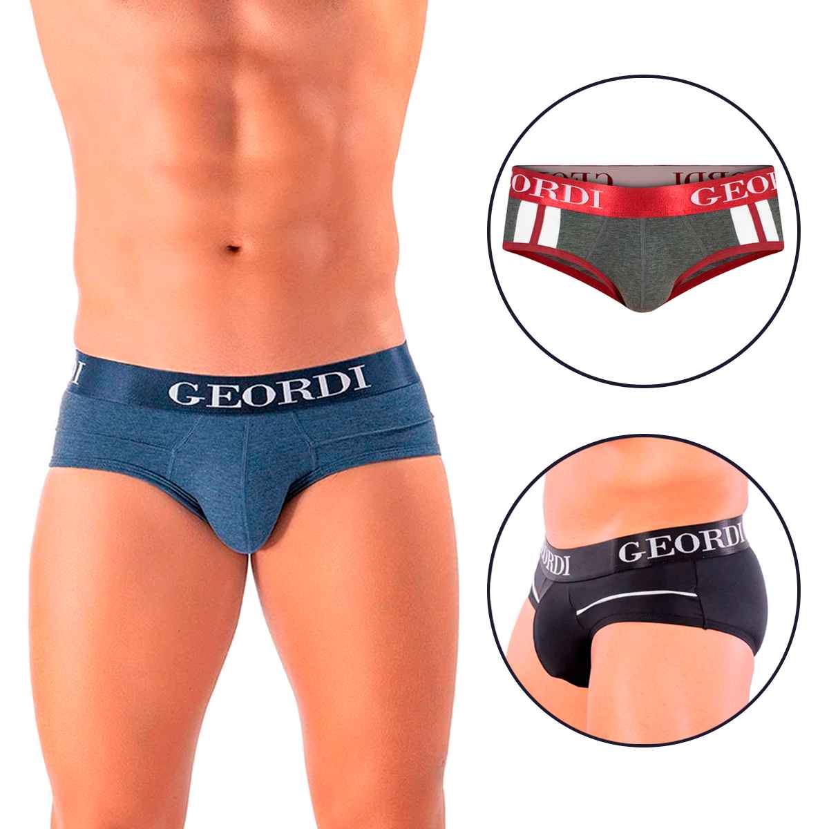 Boxers Calzoncillos Tipo Brief Para Hombre, Pack de Trusas Tipo Brief Para Hombres, Set de 3 Piezas Calzoncillos Brief, Tripack de Boxer Tipo Brief Negro, Negro Carbón y Azul