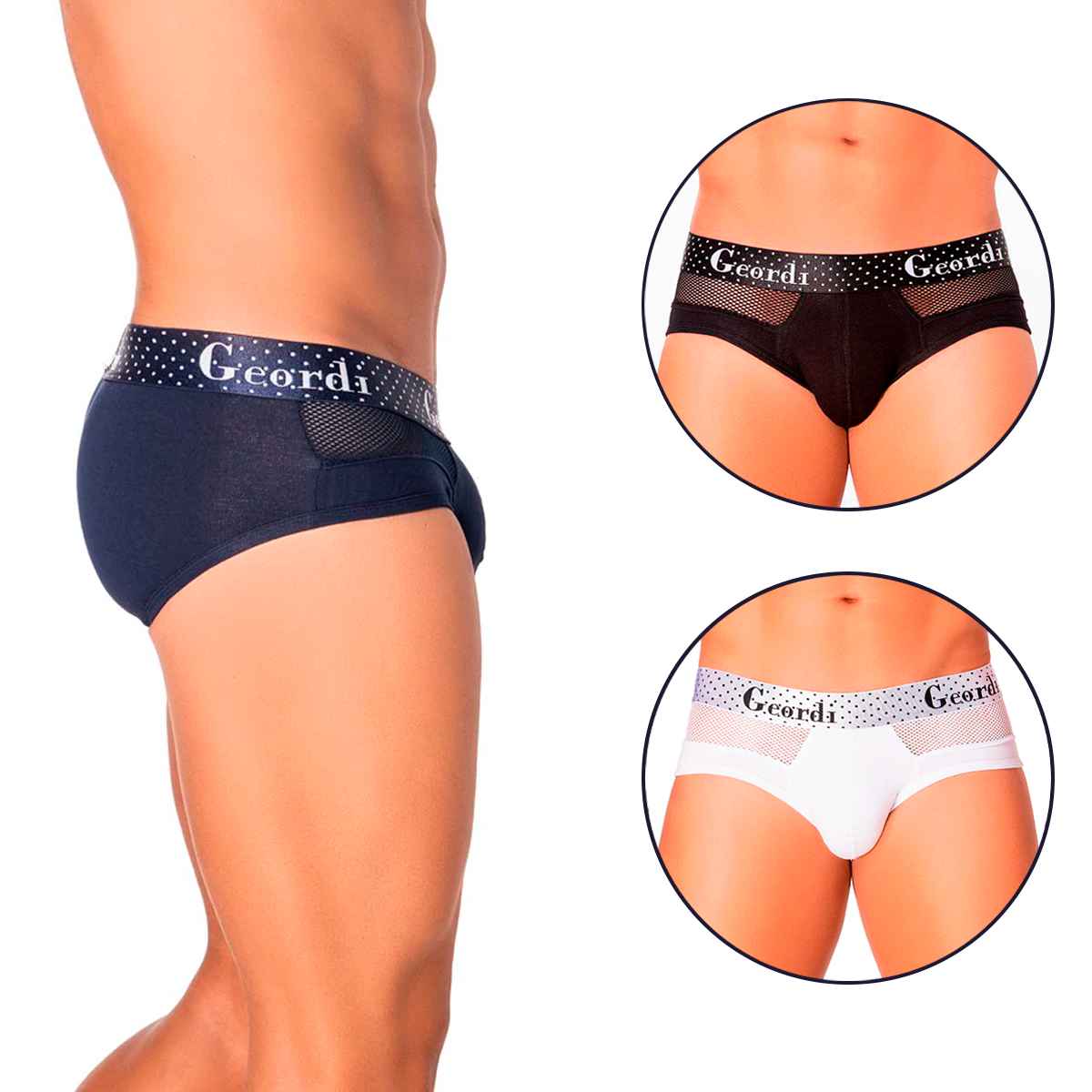Calzoncillos Tipo Brief Para Hombre, Pack de Boxer Tipo Brief Para Hombres, Set de 3 Piezas Trusas Calzoncillos Brief, Tripack de Boxer Tipo Brief Azul Oscuro, Blanco y Negro.