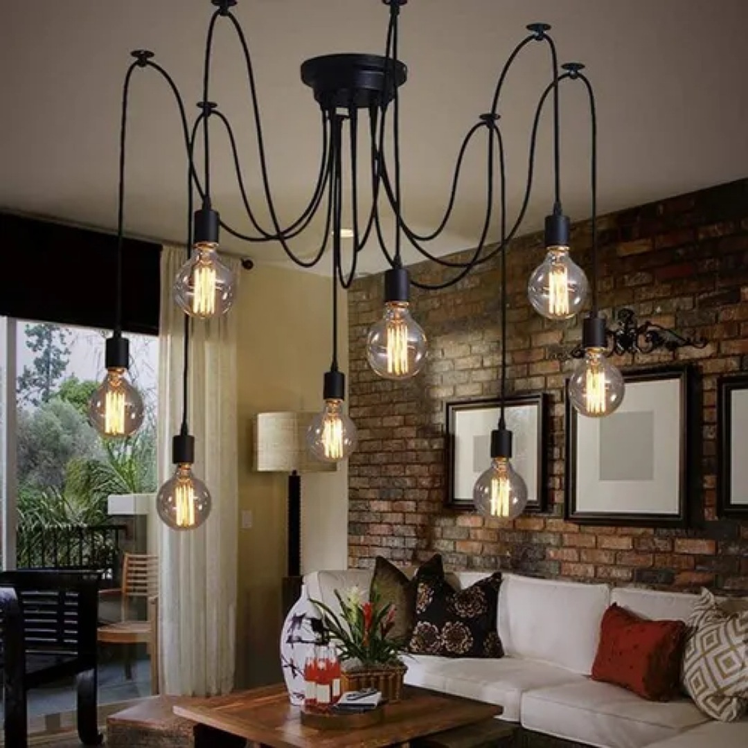 6 Lámpara Techo Candelabros Led Interior Vintage No Bombilla