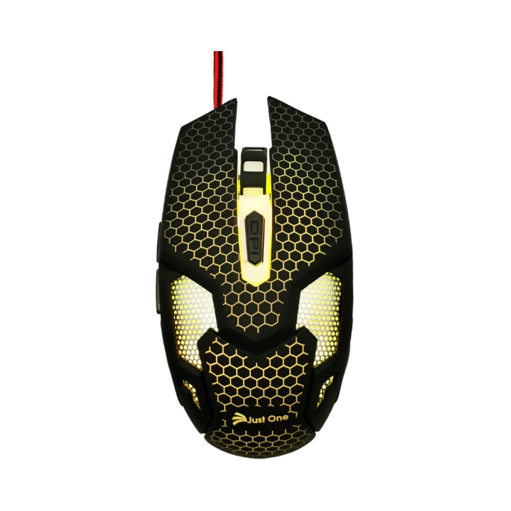 Kit Mouse Alámbrico Con Luz Led Rgb Y Tapete Gamer Just One JY317-G1 Color Negro