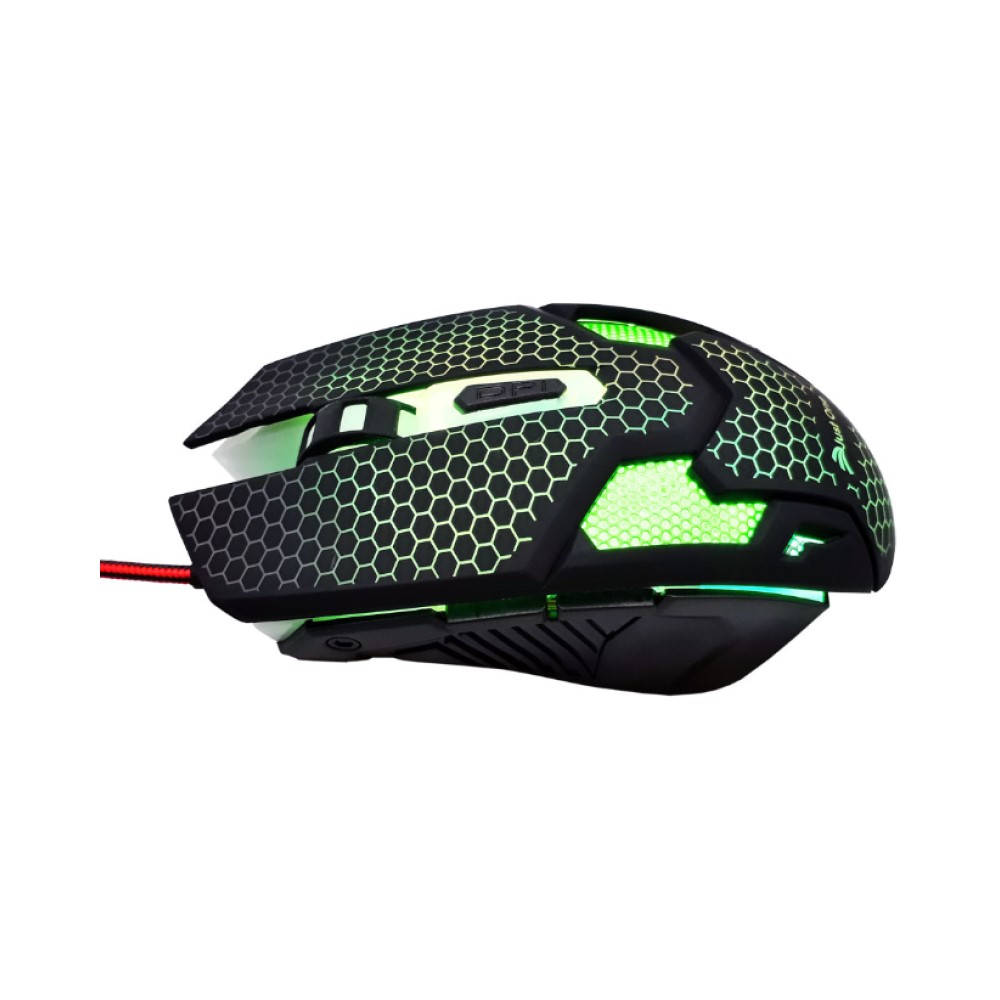 Kit Mouse Alámbrico Con Luz Led Rgb Y Tapete Gamer Just One JY317-G1 Color Negro