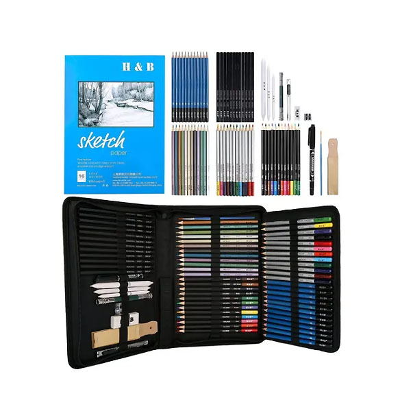 Kit De Lápices De Dibujo Y Boceto Con Accesorios H&b 71pzs.