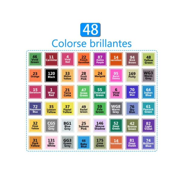 Marcadores Doble Punta Plumones Punta Pincel Iforu 48 Colores