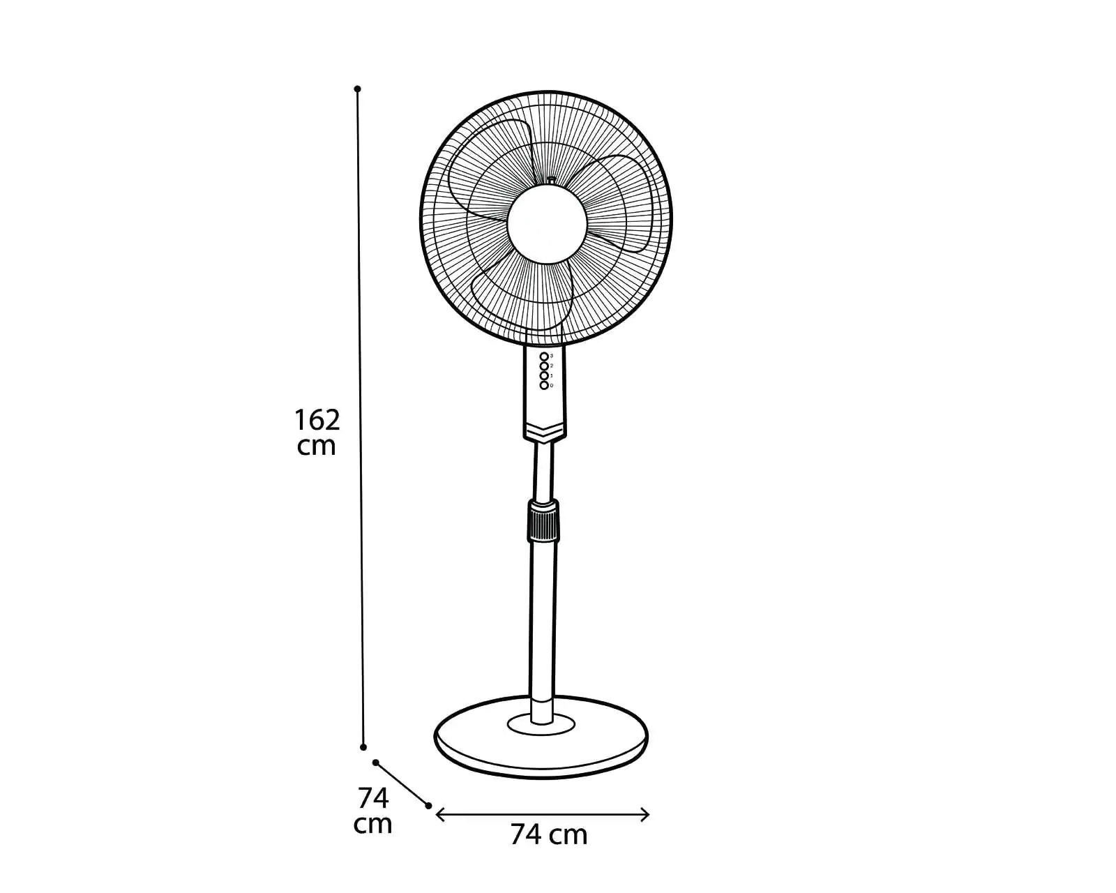 Ventilador Pedestal Piso MAN VPG9016 3 vel 16pulg fijo y oscilatorio