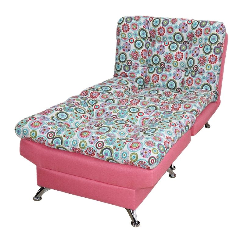 Sofá Cama Moderno Sillón Reclinable con Taburete en Lino Rosa con Mandala